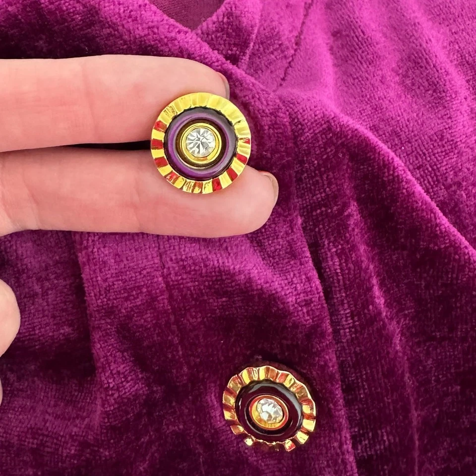 Vestido recto vintage Liz Claiborne Elisabeth terciopelo con joyas botones talla 1 = XL/1X Foto 2 de 4