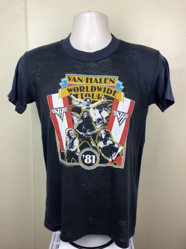 Van Halen Concert T-Shirt Black S 80s Classic H 1980s vintage concert t-shirt, vintage, single stitch, B+ condition