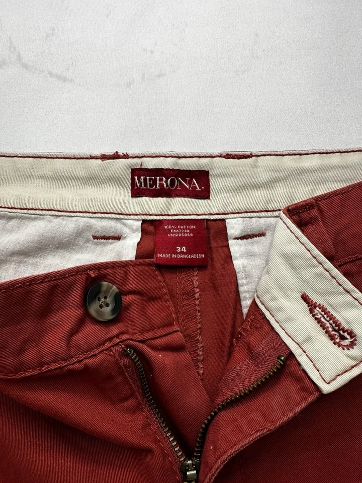 Pantalones cortos Merona rojos descoloridos para hombre, talla 34 Foto 2 de 4