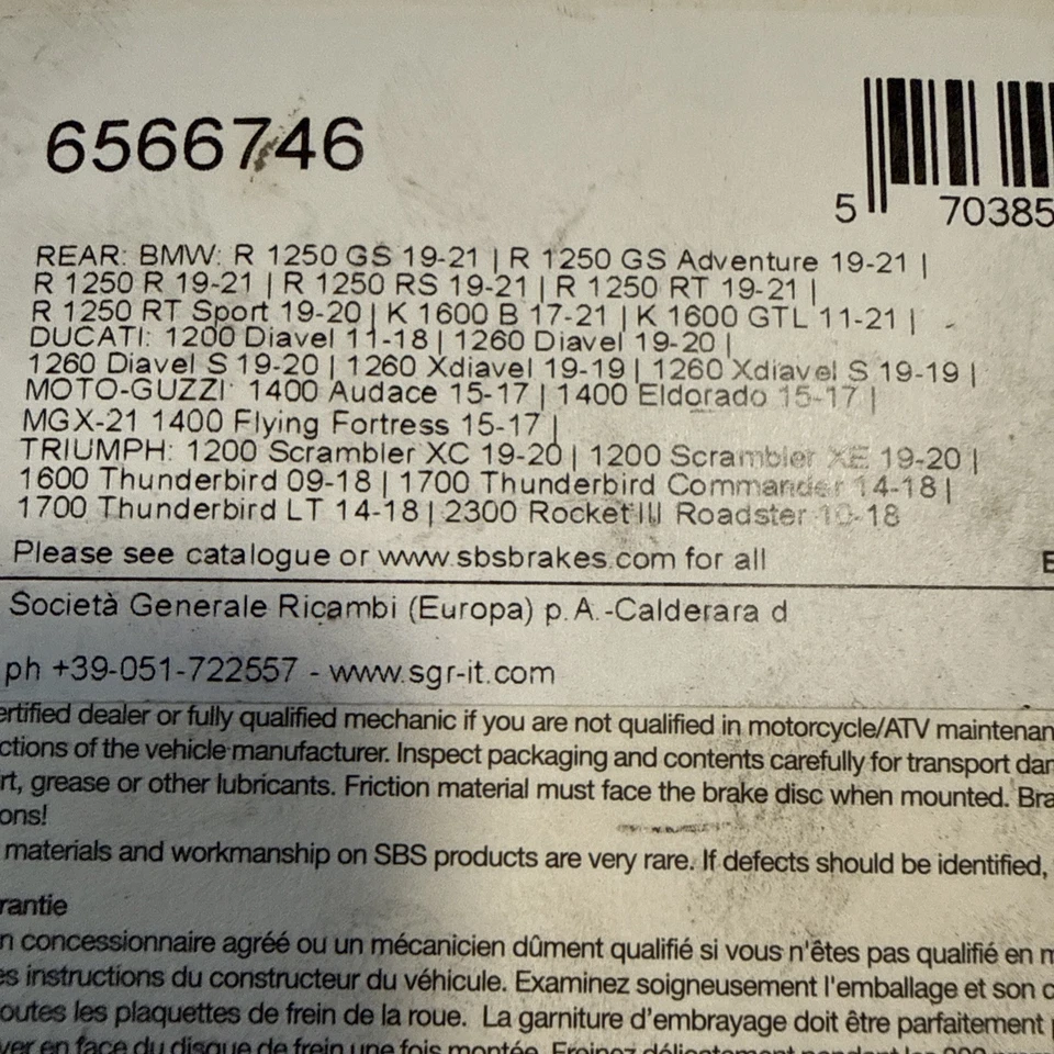 Pastiglie Freno Posteriore SBS LS SINTER PER BMW R 1200 GS / ABS 2013 2014>2017 - Immagine 3 di 3