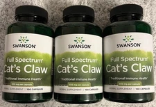 Swanson Cat’s Claw 500 mg 3X 100 Cap Support Immune, Digestive, Joint Health