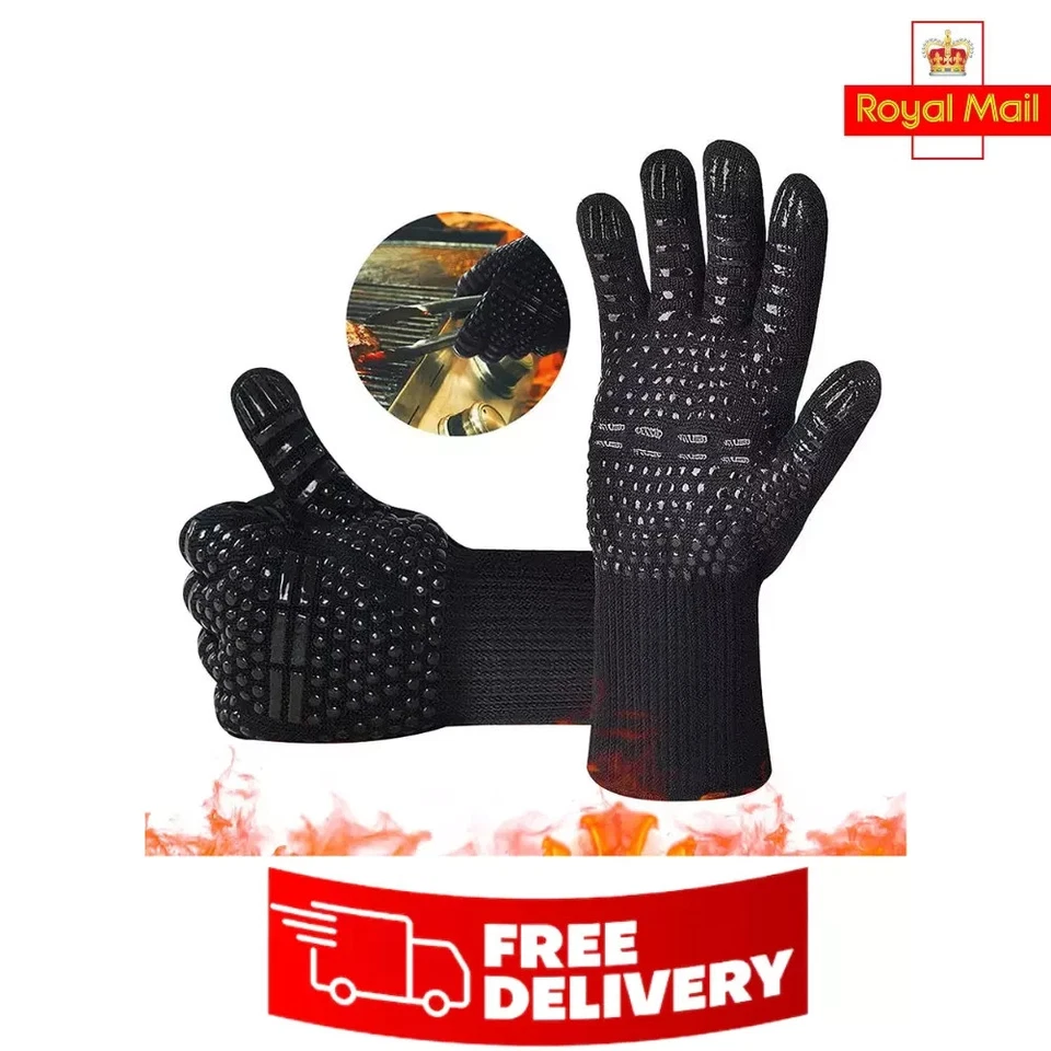 BBQ Grill & Oven Gloves – 800°C Extreme Heat-Resistant, Food-Grade Safe