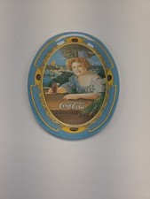 1973 COCA COLA Small Vintage Oval Tin Tip Tray 6in x 4.5in Victorian Lady