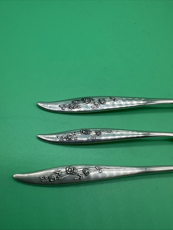 Juego de 3 cucharas para servir Belle Rose Oneida Heirloom de plata de ley, tenedor 68,7 g Foto 2 de 4