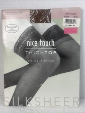 Nice Touch Thigh/Lace Top Stay-Up Band Thigh High Stockings Sz A Soft Taupe NWT