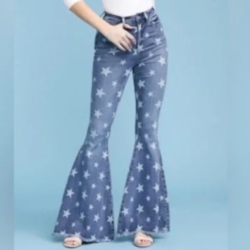 Judy Blue Super Flare Jeans Womens Size 24 star print high rise