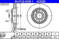 2X ATE Bremsscheibe 24.0122-0220.1 FüR Audi 8HE 8E5 8E2 B7 B6 8ED A4 8EC Avant