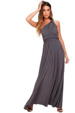 Lulus Tricks of the Trade Convertible Wrap Maxi Dress Medium Dark Gray Halter