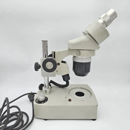 Meiji EMT Stereo Microscope Stand/Dual Light Source Bulbs Work Missing Pieces