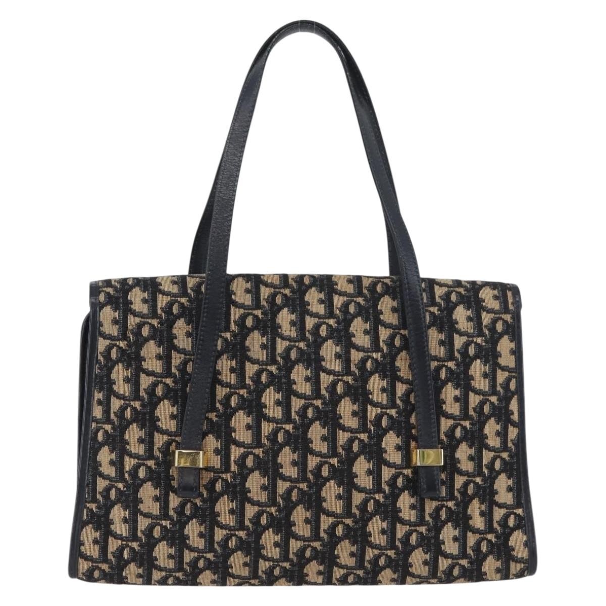 Christian Dior Trotter Canvas Hand Bag Navy Gold Auth YKZ126 | eBay