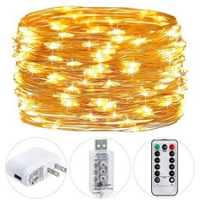 Fairy Lights Plug-in, 33ft 100 LED Twinkle String Lights with Remote Timer - ...