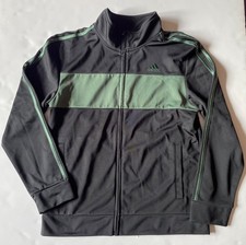Adidas Boys Black Green Essential Tricot Track Jacket Size XL 18/20