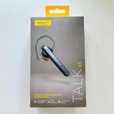 Jabra Talk 45 Bluetooth Headset HD Voice Noise Cancellation Hands-Free Silver FS