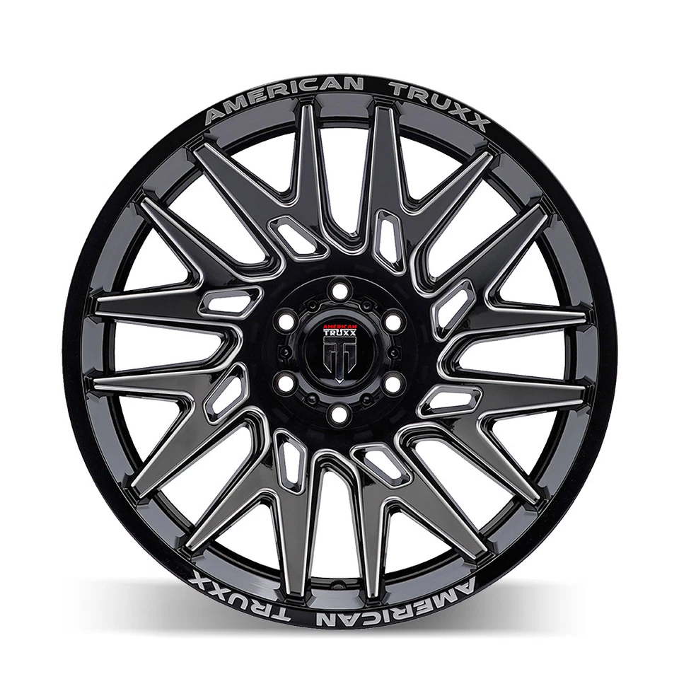 Rueda fresada negra brillante 22x12 American Truxx AT1919 Evolution 8x6,5 (-44 mm) Foto 3 de 4