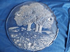 Teller, Platte  "Original Walther Glas", transparentes Glas, Sommerland mit Blu