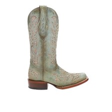 Corral Boots Glitter Inlay Embroidered Square Toe Cowboy Womens Green Casual Bo