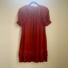 Ulla Johnson Rust Orange ruffle tiered mini dress 4