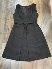 Talbots Women’s Fit & Flare Dress Black White Polka Dot Sleeveless Dress 12P