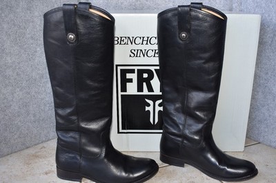 FRYE Womens 5.5 Melissa Button Black Leather Boots Shoes Free Ship EUC