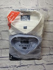 NWT Stafford 2-Pack of Wrinkle Free Fashion Dress Long Sleeve Shirts 17.5, 34/35