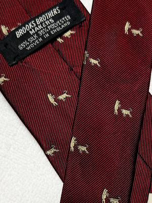 VTG Brooks Brothers Black Label Bear Vs Bull Maroon Tie Approx 56'' x 3.25'' RARE