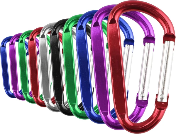 Temlum 10 StüCk Aluminium Karabiner Clip, D-Form Karabinerhaken Karabiner Mit Sc-image