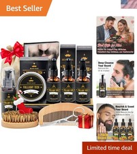 Beard Grooming Kit with Essential Oils  Tools - Anniversary Gifts Idea