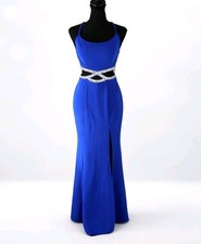 Speechless Juniors Sleeveless Embellished Cutout Halter Gown Royal Blue Size 3 