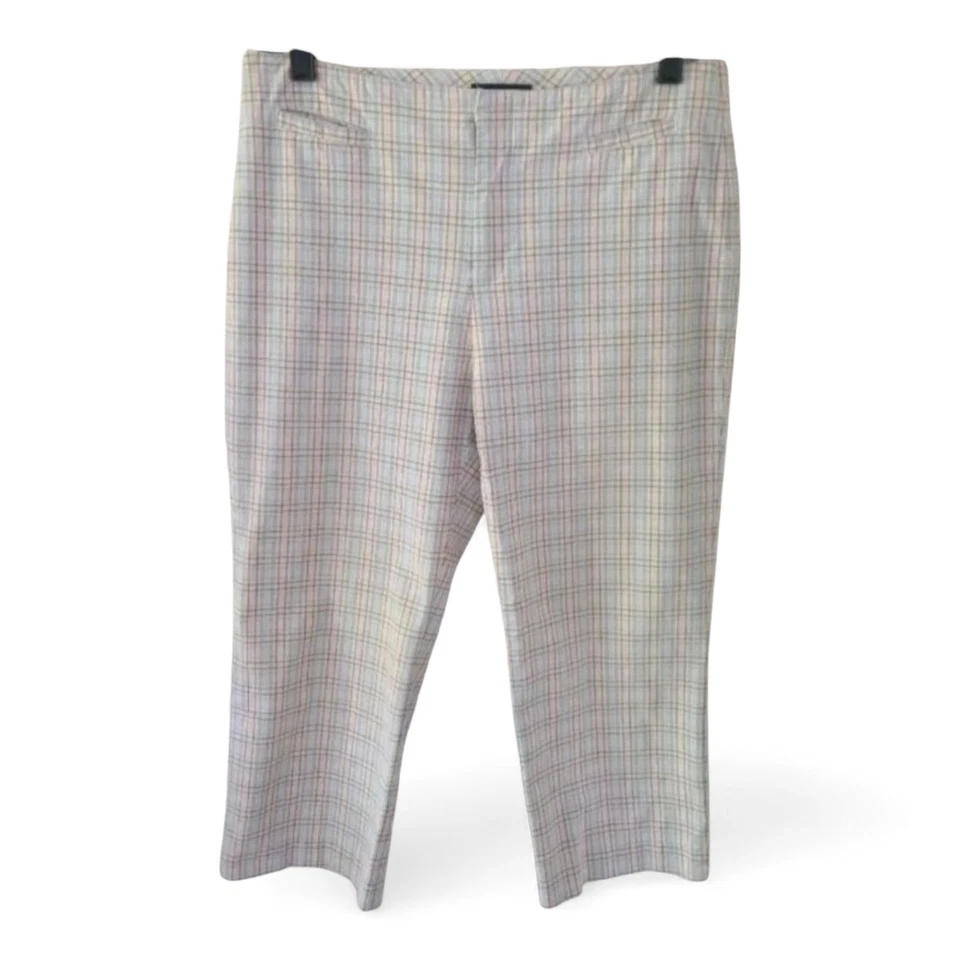 Dockers Women’s Plaid Capri Pants 10P Pale Blue Lightweight Stretch Summer - Image 2 of 4