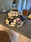 Tiffany Style Stained Glass Floral Lamp Shade Hummingbirds 12” Diameter Vintage