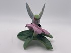 VNTG LENOX FINE PORCELAIN BIRD SCULPTURE HUMMINGIRD W/ PINK FLOWERS HANDCRAFTED — photo 2
