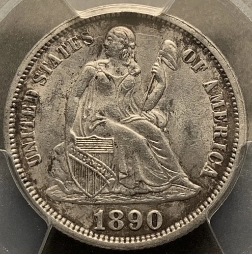 1890 P Seated Liberty Silver Dime 10C PCGS MS61 BU UNC Rare US Type Set Coin