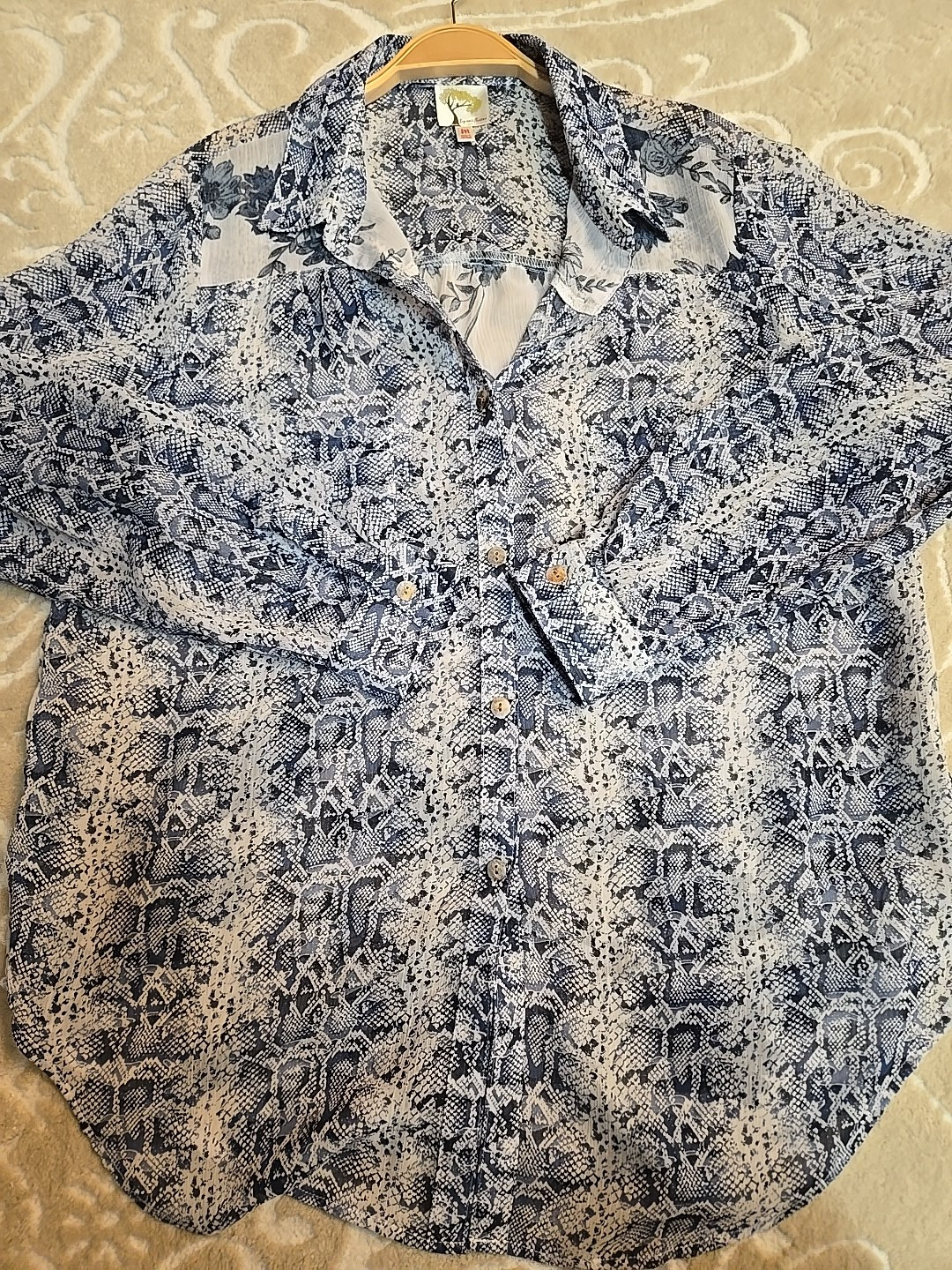 Fig And Flower Button Down Mixed Printed Shirt Si… - image 6