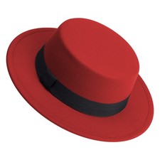 Classic Fedora Hat Flat Top Hat Felt Pork Pie Hat Wide Brim Church Derby Cap ...
