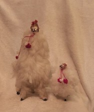 Vintage Real Alpaca Fur Wool Llama  Baby Handmade Toy Figurine