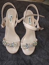 Dune London Nude Embellished Sandals UK 6 Strappy Occasion Wedding Party Shoes