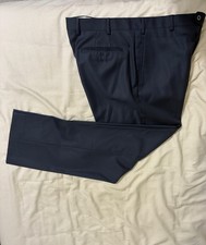 Zanella Super 120s pantalone elegante lana uomo taglia 34x32 piatto davanti blu navy