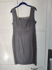 Escada Sz 40 Us 10 Women’s Gray Virgin Wool Blend Sheath Dress knee Length EUC