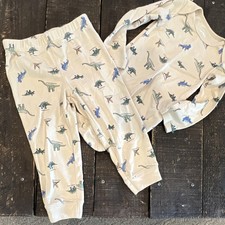 Carter's Child of Mine 24M 2-Piece Cotton Knit Dino Pajamas Ivory Long Sleeve