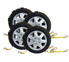4Pk 2"x10' Over The Wheel Tire Straps with Ratchet, Wire J Hook 3,333 LBS WLL