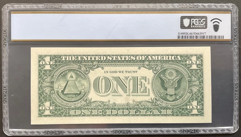 2006 $1 Dollar, Fancy Serial “Double Quad” C 22227777 A, PCGS Graded 66 PPQ - Image 2 of 2