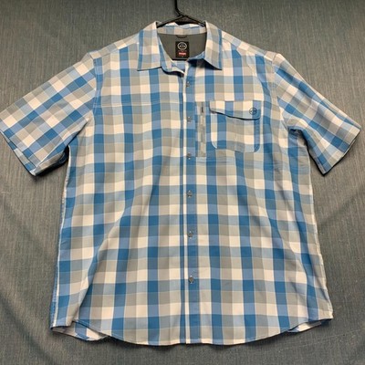 Wrangler ATG Men's Shirt Size XL Blue Breathable Short Sleeve Utility Hiking