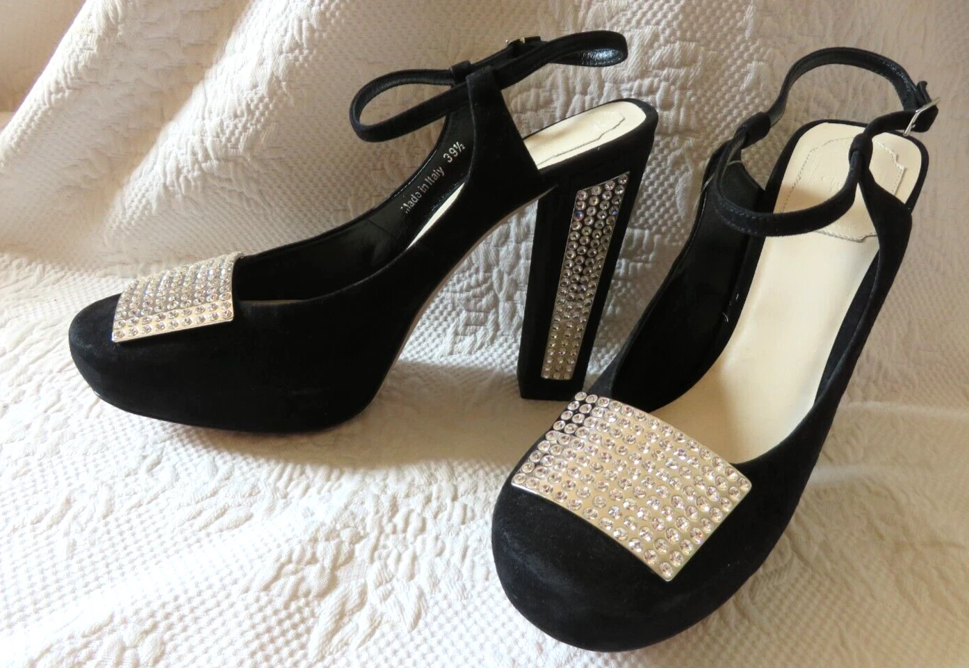 SANDALES À TALONS EN DAIM CRISTAL Christian Dior Slingbacks neuves dans leur boîte, pointure 39,5