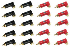 20 PCS Long RCA Male-Female 90 Degrees Elbow Adaptor Red  BLACK Marine Grade