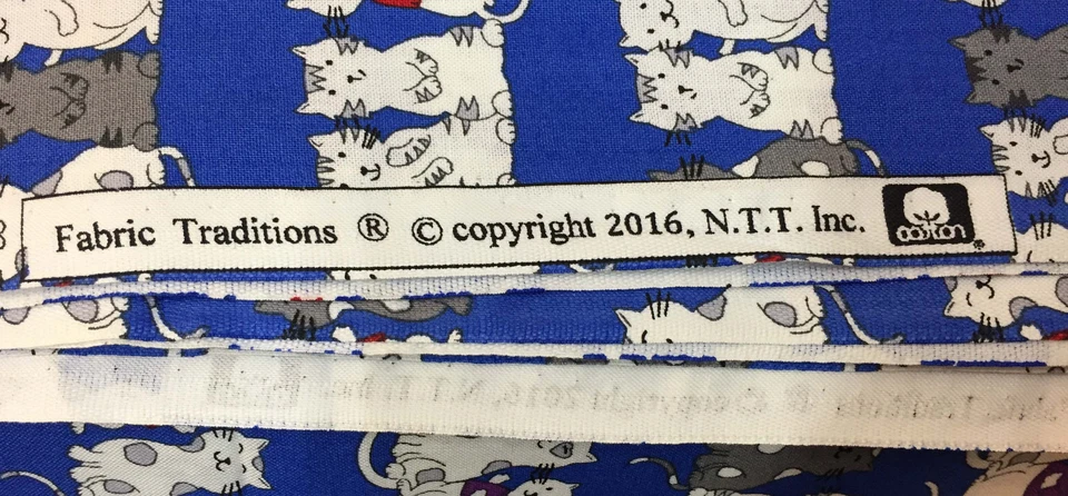 Tecido para gatos gatinho gatinho azul algodão serigrafia sentado na linha listrada  - Imagem 3 de 3