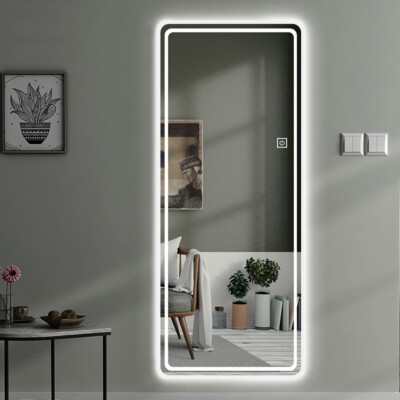 40x110cm LED Runde Ecke Beleuchtet Badezimmer Wandspiegel 3 Farben Licht Touch Schalter