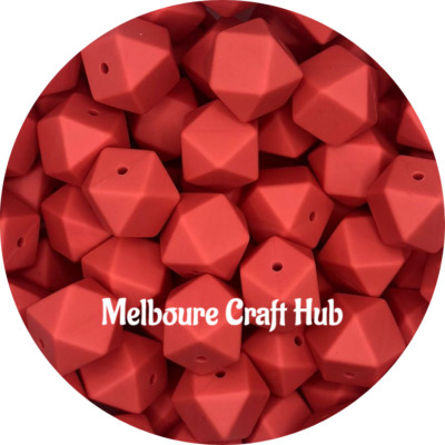 5 silicone beads WATERMELON 17mm hexagon BPA free DIY jewellery
