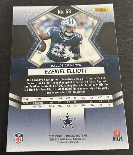 2022 Panini Mosaic - Ezekiel Elliott - #53 - Dallas Cowboys (B8) - Picture 2 of 2