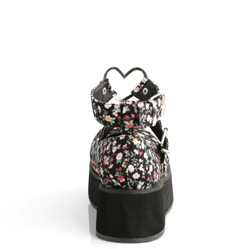 Demonia Sprite-02 Black & Floral Heart Platform Shoes • Ships in 2-4 Weeks • ... - Picture 4 of 4