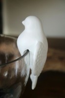 Vogel Zum Stecken Aus Keramik Weiß, L 10,5 Cm, Ansteckvogel F. Glas